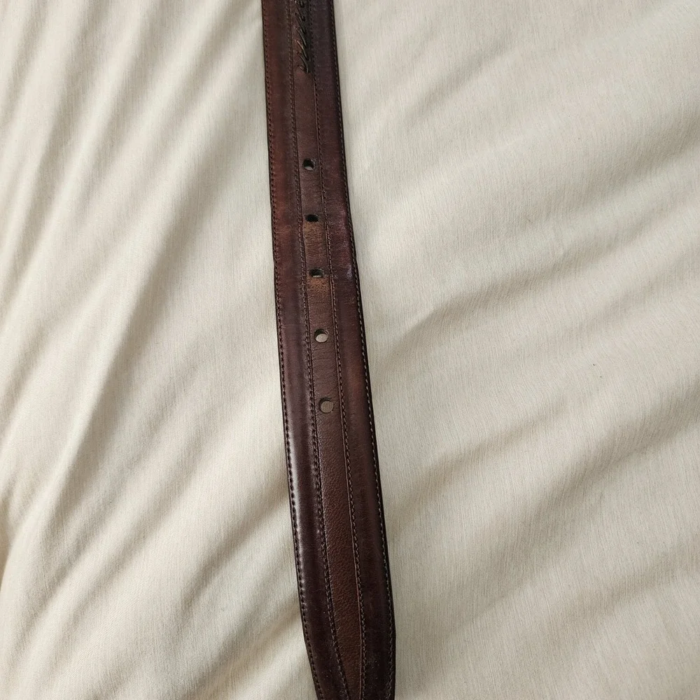 Mezlan Dress Belt Mens 34 Brown Good Braided Leather Made in Spain 4949 Western